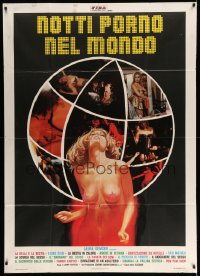 2c869 NOTTI PORNO NEL MONDO Italian 1p '77 Laura Gemser hosted, super sexy artwork of naked woman!