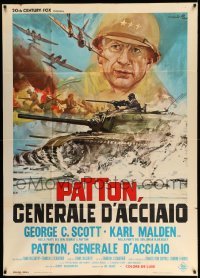 2c882 PATTON Italian 1p '70 General George C. Scott, cool different art by Averardo Ciriello!