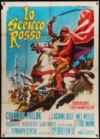 2c898 RED SHEIK Italian 1p '62 cool art of Channing Pollock on horse by Enrico De Seta!