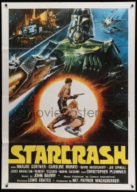 2c940 STARCRASH Italian 1p R80s great different montage art with mostly naked Caroline Munro!