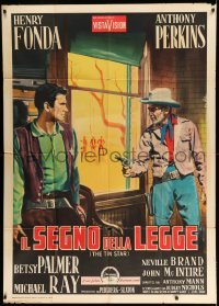 2c955 TIN STAR Italian 1p '58 different Enzo Nistri art of cowboys Henry Fonda & Anthony Perkins!