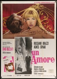 2c969 UN AMORE Italian 1p '65 close image of Rossano Brazzi & sexy Agnes Spaak naked in bed!
