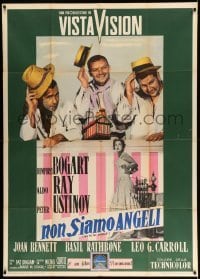 2c981 WE'RE NO ANGELS Italian 1p '55 Humphrey Bogart, Aldo Ray & Peter Ustinov tipping their hats!