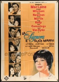 2c982 WHAT A WAY TO GO Italian 1p '64 Nistri art of Shirley MacLaine, Newman, Martin & co-stars!