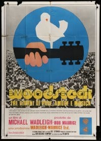 2c994 WOODSTOCK Italian 1p '70 classic rock & roll concert, great Arnold Skolnick art over crowd!