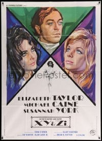 2c995 X Y & ZEE Italian 1p '71 different art of Elizabeth Taylor, Michael Caine & Susannah York!