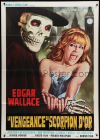 2c998 ZOMBIE WALKS Italian 1p '69 Edgar Wallace, Casaro art of skeleton guy & sexy girl in London!