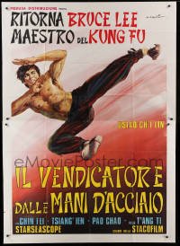 2c421 BRUCE LEE & I Italian 2p '73 Ciriello art of Bruce Lee lookalike doing a flying kick!