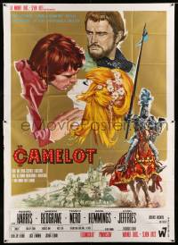 2c424 CAMELOT Italian 2p '68 Richard Harris as King Arthur, Redgrave as Guenevere, Casaro art!