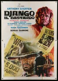 2c455 DJANGO THE BASTARD Italian 2p '69 Tarantelli spaghetti western wanted poster art of Steffen!