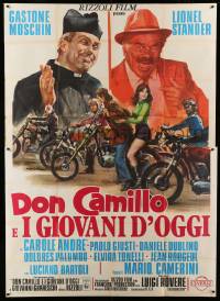 2c457 DON CAMILLO E I GIOVANI D'OGGI Italian 2p '72 Ciriello art of top stars & motorcycle gang!