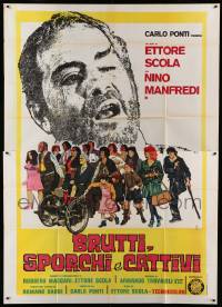 2c459 DOWN & DIRTY Italian 2p '76 Brutti sporchi e cattivi, Symeoni art of Nino Manfredi & cast!