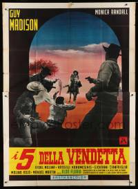 2c476 FIVE FOR REVENGE Italian 2p '68 great spaghetti western image of Guy Madison w/girl on horse!