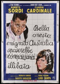 2c485 GIRL IN AUSTRALIA Italian 2p '71 artwork of sexy bride Claudia Cardinale & Alberto Sordi!