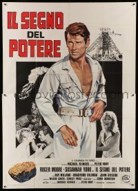 2c489 GOLD Italian 2p '74 different art of Roger Moore + photos with sexy Susannah York!