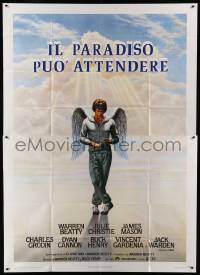 2c493 HEAVEN CAN WAIT Italian 2p 1978 Birney Lettick art of angel Warren Beatty, football!