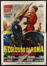 2c499 HERO OF ROME Italian 2p '64 sword & sandal art of Gordon Scott in battle by Renato Casaro!