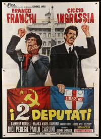 2c503 I 2 DEPUTATI Italian 2p '69 wacky Casaro political comedy art of Franco & Ciccio debating!