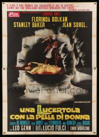 2c540 LIZARD IN A WOMAN'S SKIN Italian 2p '71 Lucio Fulci, wild image of man stabbing woman!