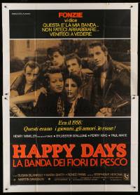 2c545 LORDS OF FLATBUSH Italian 2p '79 Happy Days, Fonzie, Rocky, & Perry with girls, different!