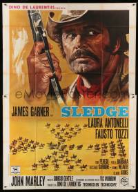 2c553 MAN CALLED SLEDGE Italian 2p '70 art of James Garner & men guarding gold, spaghetti western!
