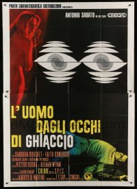 2c555 MAN WITH ICY EYES Italian 2p '71 Antonio Sabato, sexy Barbara Bouchet, cool crime artwork!