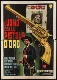 2c556 MAN WITH THE GOLDEN PISTOL Italian 2p '65 Casaro spaghetti western art with wanted poster!