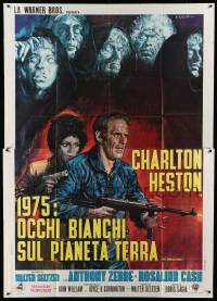 2c568 OMEGA MAN Italian 2p '71 Charlton Heston is the last man alive, great different Ciriello art