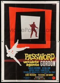 2c576 PASSWORD: KILL AGENT GORDON Italian 2p '66 cool different Symeoni silhouette art of spies!