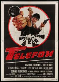 2c621 TELEFON Italian 2p '78 great artwork, they'll do anything to stop Charles Bronson!