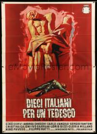 2c623 TEN ITALIANS FOR ONE GERMAN Italian 2p '62 Dante Manno art of dead Nazi under statues!