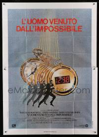 2c629 TIME AFTER TIME Italian 2p '80 Malcolm McDowell as H.G. Wells, cool C.W. Taylor artwork!