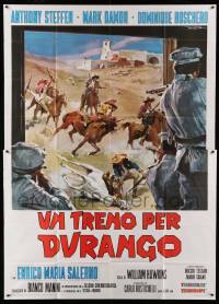 2c633 TRAIN FOR DURANGO Italian 2p '67 Anthony Steffen, cool spaghetti western art by DeSeta!