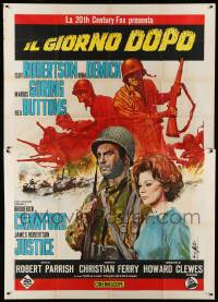 2c640 UP FROM THE BEACH Italian 2p '65 different Nistri art of Cliff Robertson in WWII Normandy!