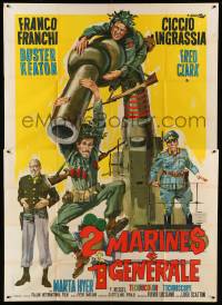 2c650 WAR ITALIAN STYLE Italian 2p '66 Ciriello art of Nazi Buster Keaton, Franco & Ciccio!