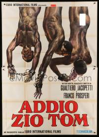 2c655 WHITE DEVIL: BLACK HELL Italian 2p '71 outrageous art of naked slaves hanging upside-down!