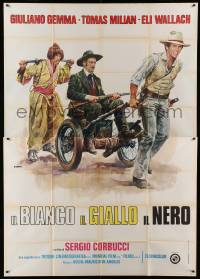 2c657 WHITE, THE YELLOW & THE BLACK Italian 2p '75 Sergio Corbucci, Casaro spaghetti western art!