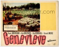 2d246 GENEVIEVE English LC '54 Kay Kendall & Kenneth More slowed down by sheep in road!