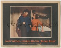 2d075 BLOOD ALLEY LC #5 '55 John Wayne stares at sexy Lauren Bacall in bedroom, William Wellman