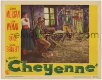 2d127 CHEYENNE LC #3 '47 Jane Wyman watches Dennis Morgan hold gun on man with knife!