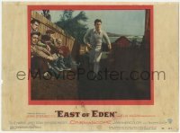 2d184 EAST OF EDEN LC #1 '55 concerned James Dean running past sitting men, John Steinbeck, Kazan!