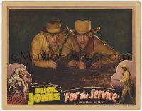 2d225 FOR THE SERVICE LC '36 close up of cowboys Buck Jones & Fred Kohler with their guns drawn!