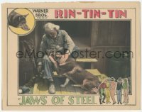 2d336 JAWS OF STEEL LC '27 great image of old man consoling really sad German Shepherd Rin Tin Tin!
