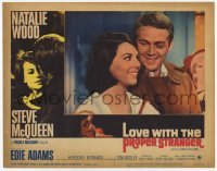 2d382 LOVE WITH THE PROPER STRANGER LC #1 '64 smiling close up of Natalie Wood & Steve McQueen!
