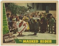 2d405 MASKED RIDER LC '41 Johnny Mack Brown & crowd laugh at Fuzzy Knight dancing with senorita!
