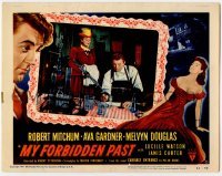2d431 MY FORBIDDEN PAST LC #8 '51 Ava Gardner watches Robert Mitchum working in his laboratory!
