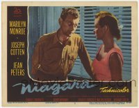 2d449 NIAGARA LC #2 '53 great close up of Joseph Cotten looking at pretty Jean Peters!