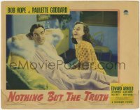 2d462 NOTHING BUT THE TRUTH LC '41 sexy Paulette Goddard laughs at Bob Hope in pink woman's robe!