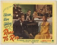 2d532 ROAD TO RIO LC #3 '48 Dorothy Lamour, Bing Crosby & Bob Hope sitting by band!