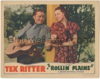 2d544 ROLLIN' PLAINS LC '38 cowboy Tex Ritter with guitar serenades pretty Harriet Bennet!